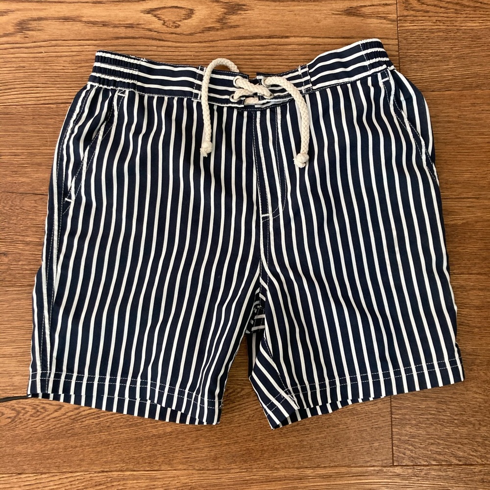 Boys Havacoa Navy White Pinstripe Swim Trunks